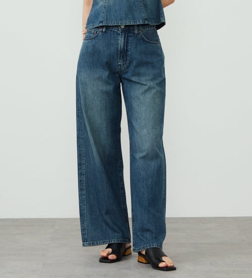 EDWIN(エドウイン)のEDWIN LADIES ライトオンス ワイドデニムパンツ セルビッジ セットアップ対応|パンツ/デニム/レディース|中色ブルー