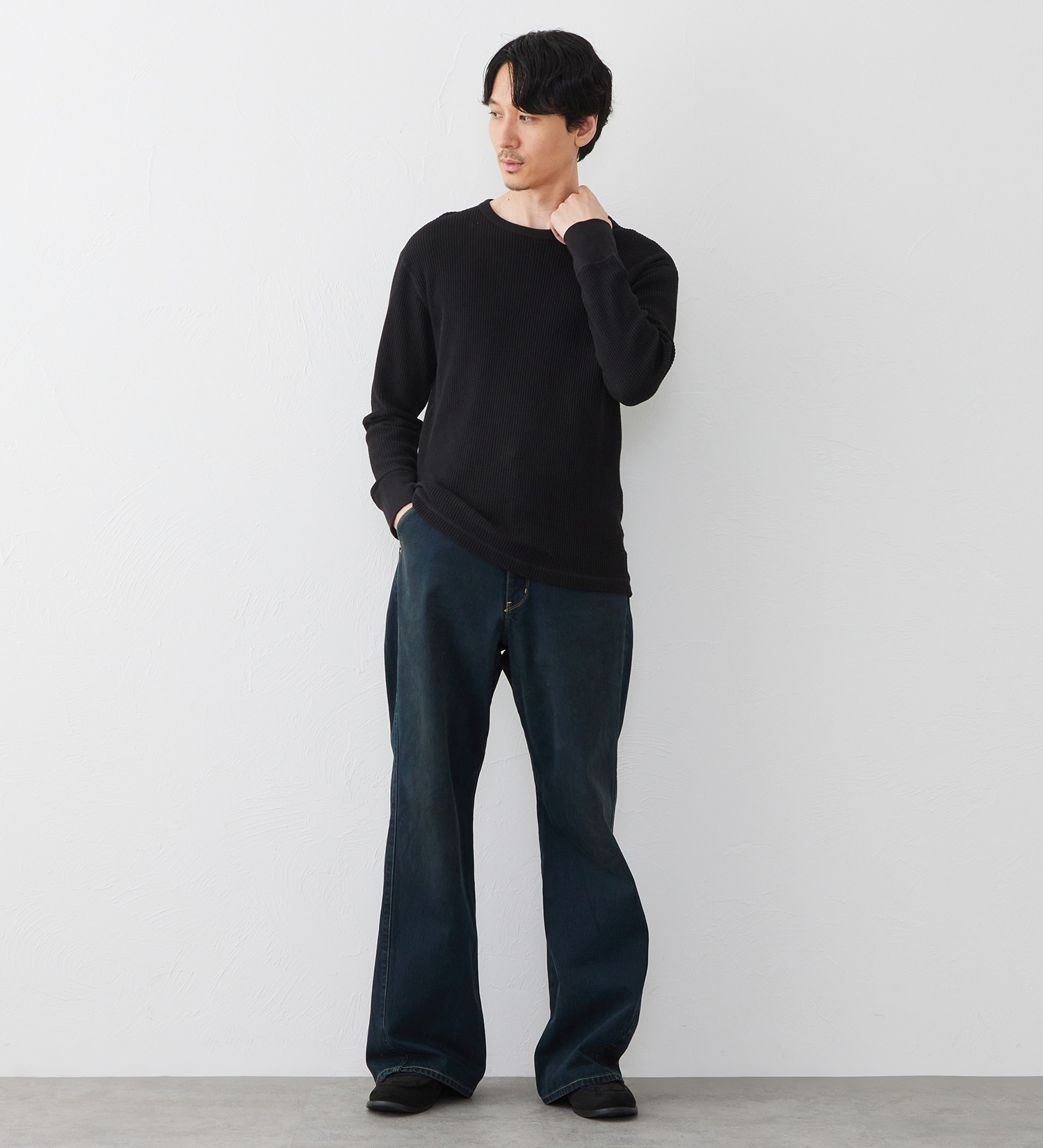 EDWIN(エドウイン)のTIME CODE 00S ルーズフレアデニムパンツ|パンツ/デニム / ジーンズパンツ/メンズ|ブラックデニム