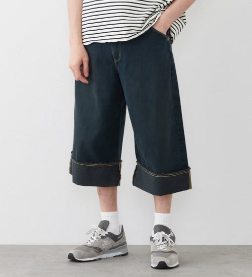 EDWIN(エドウイン)のTIME CODE 00S シンチバック ルーズハーフパンツ|パンツ/ショート丈/メンズ|ブラックデニム