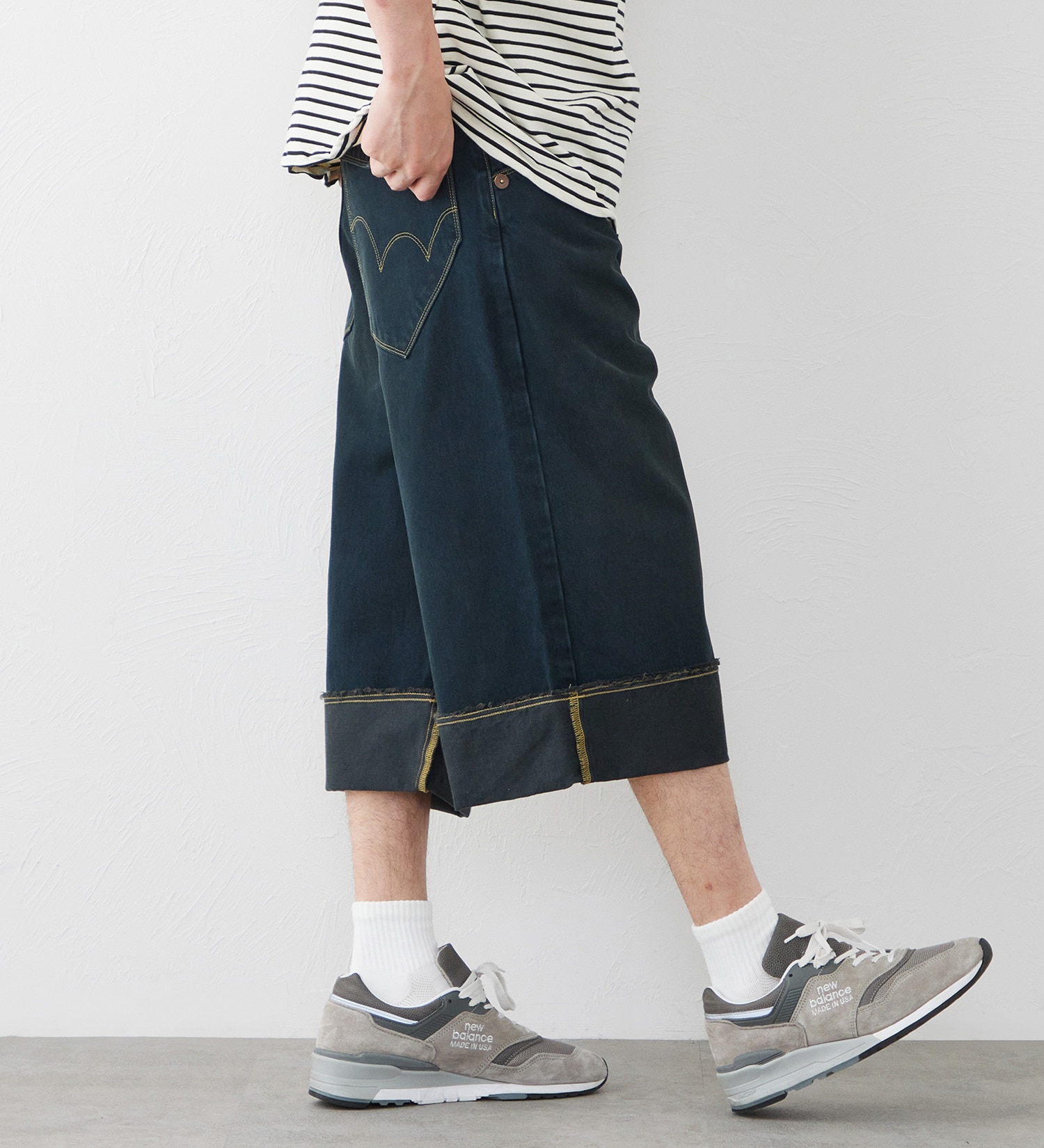 EDWIN(エドウイン)のTIME CODE 00S シンチバック ルーズハーフパンツ|パンツ/ショート丈/メンズ|ブラックデニム