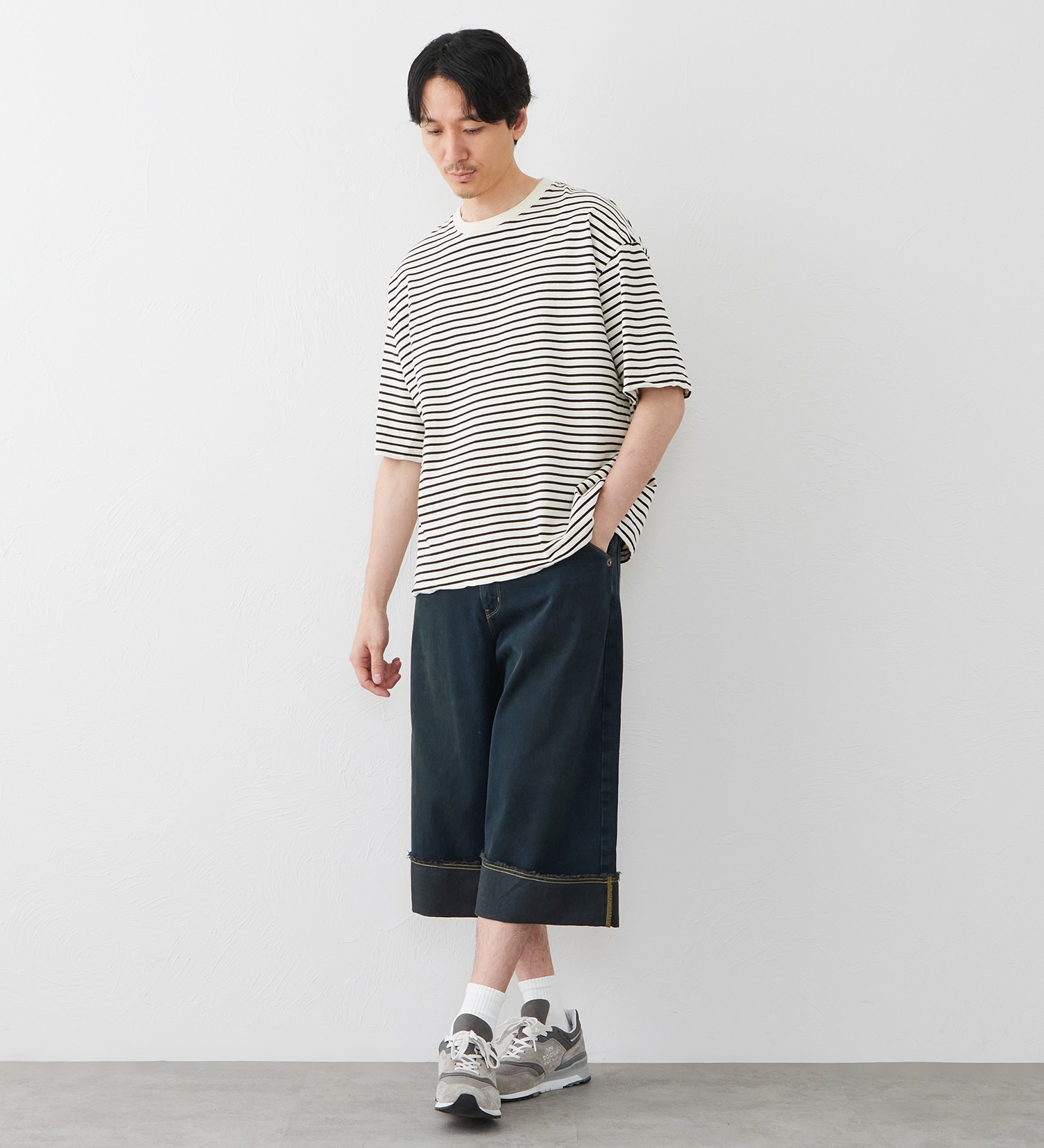 EDWIN(エドウイン)のTIME CODE 00S シンチバック ルーズハーフパンツ|パンツ/ショート丈/メンズ|ブラックデニム
