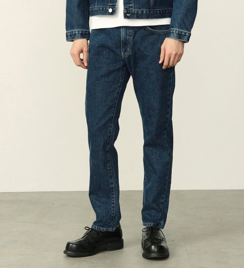 の【WEB限定】五・八デニム レギュラーストレートデニムパンツ ふつうのジーンズ 日本製 MADE IN JAPAN|//|中色ブルー