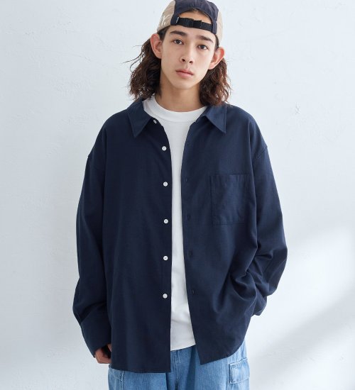 【WEB限定】EDWIN STEPMARK オーバーサイズ レギュラーカラーシャツ　L/S