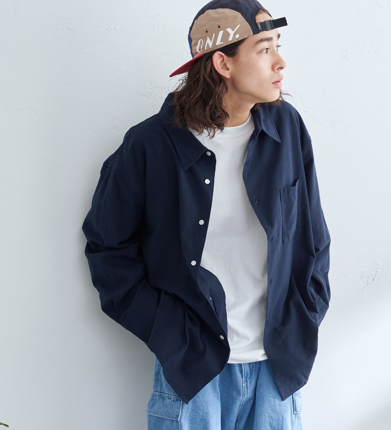 EDWIN(エドウイン)の【WEB限定】EDWIN STEPMARK オーバーサイズ レギュラーカラーシャツ　L/S|トップス/シャツ/ブラウス/メンズ|ネイビー