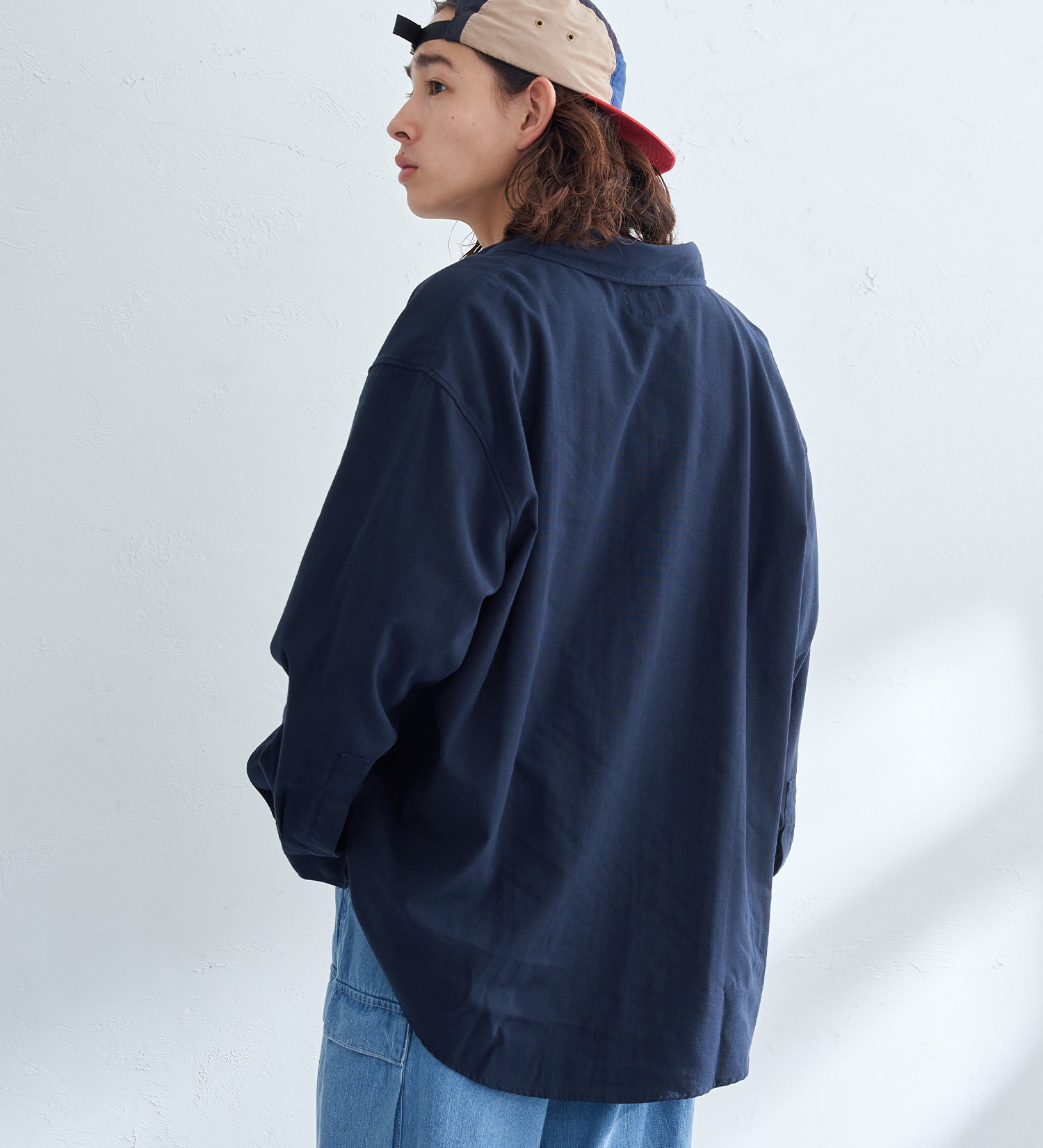 EDWIN(エドウイン)の【WEB限定】EDWIN STEPMARK オーバーサイズ レギュラーカラーシャツ　L/S|トップス/シャツ/ブラウス/メンズ|ネイビー