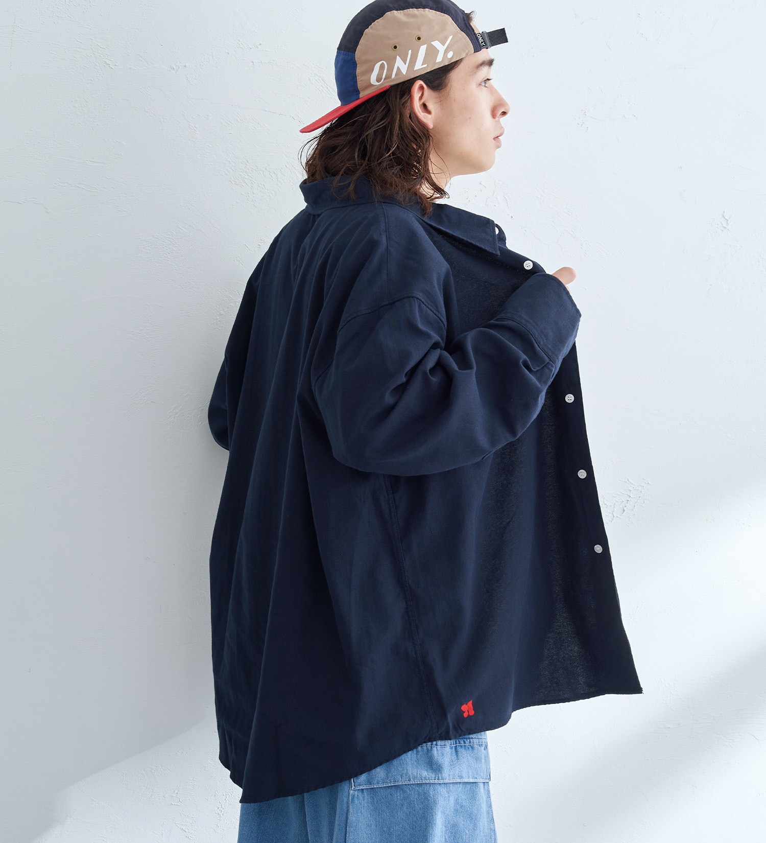 EDWIN(エドウイン)の【WEB限定】EDWIN STEPMARK オーバーサイズ レギュラーカラーシャツ　L/S|トップス/シャツ/ブラウス/メンズ|ネイビー