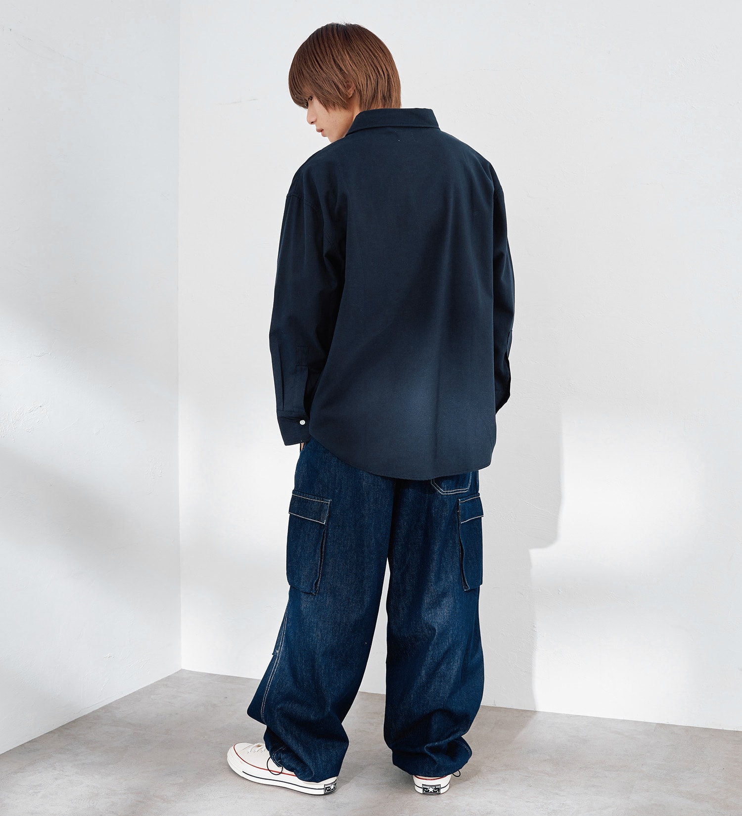 EDWIN(エドウイン)の【WEB限定】EDWIN STEPMARK オーバーサイズ レギュラーカラーシャツ　L/S|トップス/シャツ/ブラウス/メンズ|ネイビー