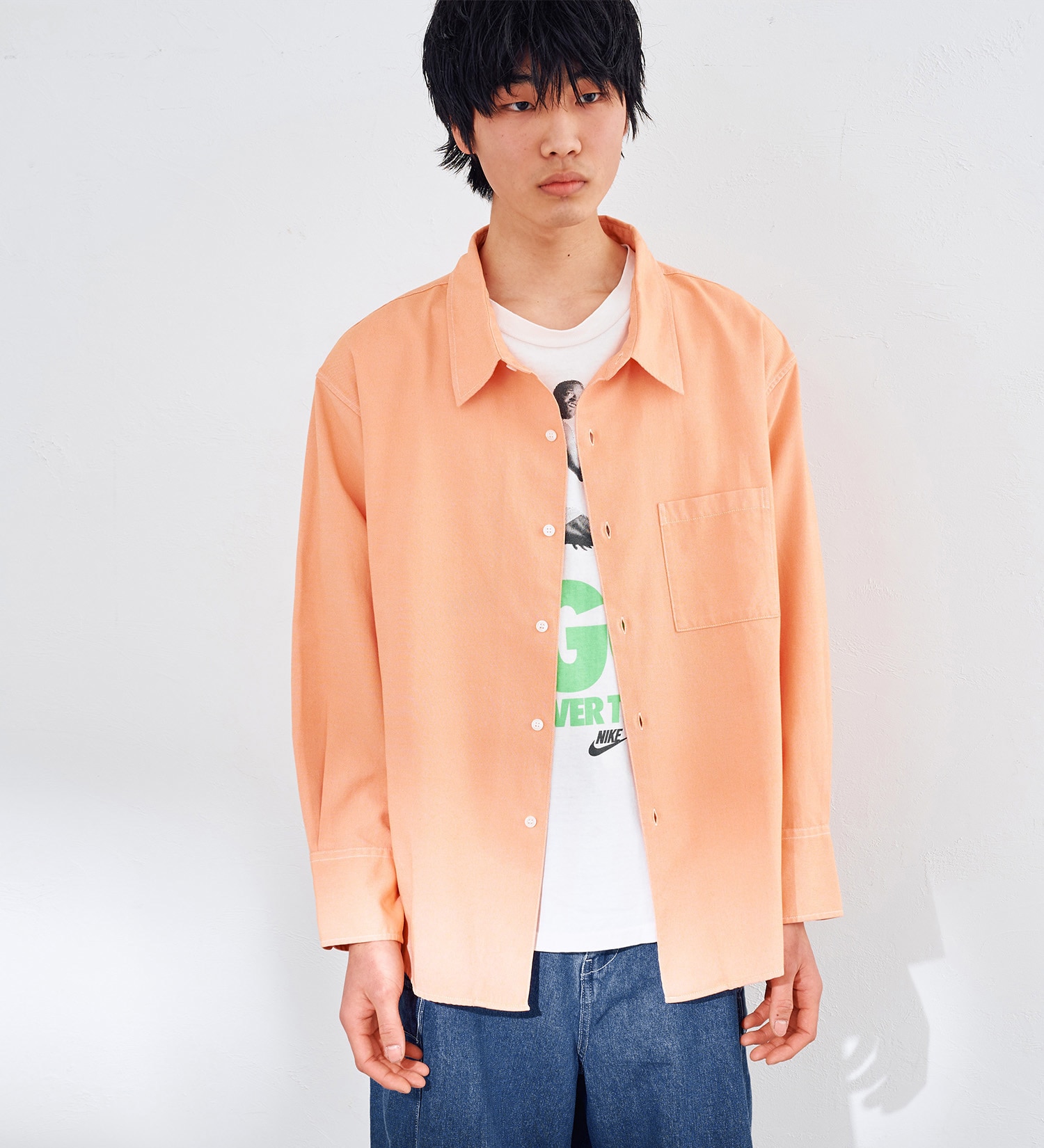 EDWIN(エドウイン)の【WEB限定】EDWIN STEPMARK オーバーサイズ レギュラーカラーシャツ　L/S|トップス/シャツ/ブラウス/メンズ|オレンジ