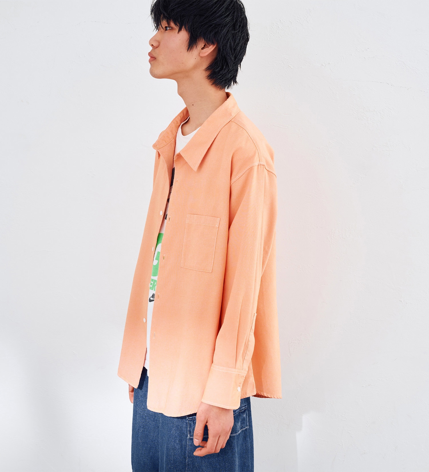 EDWIN(エドウイン)の【WEB限定】EDWIN STEPMARK オーバーサイズ レギュラーカラーシャツ　L/S|トップス/シャツ/ブラウス/メンズ|オレンジ