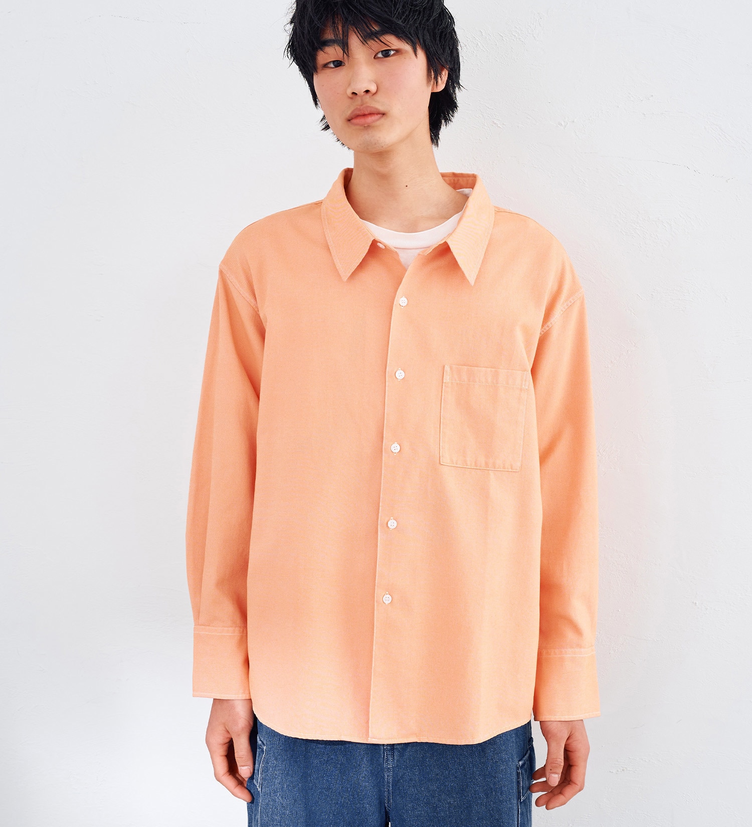 EDWIN(エドウイン)の【WEB限定】EDWIN STEPMARK オーバーサイズ レギュラーカラーシャツ　L/S|トップス/シャツ/ブラウス/メンズ|オレンジ