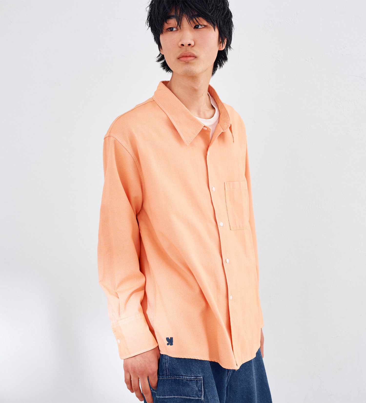 EDWIN(エドウイン)の【WEB限定】EDWIN STEPMARK オーバーサイズ レギュラーカラーシャツ　L/S|トップス/シャツ/ブラウス/メンズ|オレンジ