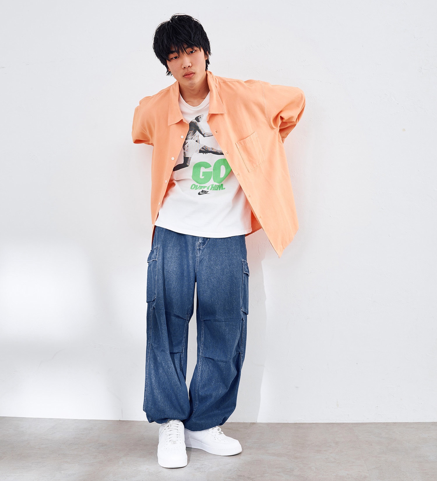 EDWIN(エドウイン)の【WEB限定】EDWIN STEPMARK オーバーサイズ レギュラーカラーシャツ　L/S|トップス/シャツ/ブラウス/メンズ|オレンジ