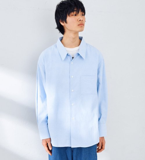 EDWIN(エドウイン)の【WEB限定】EDWIN STEPMARK オーバーサイズ レギュラーカラーシャツ　L/S|トップス/シャツ/ブラウス/メンズ|ブルー