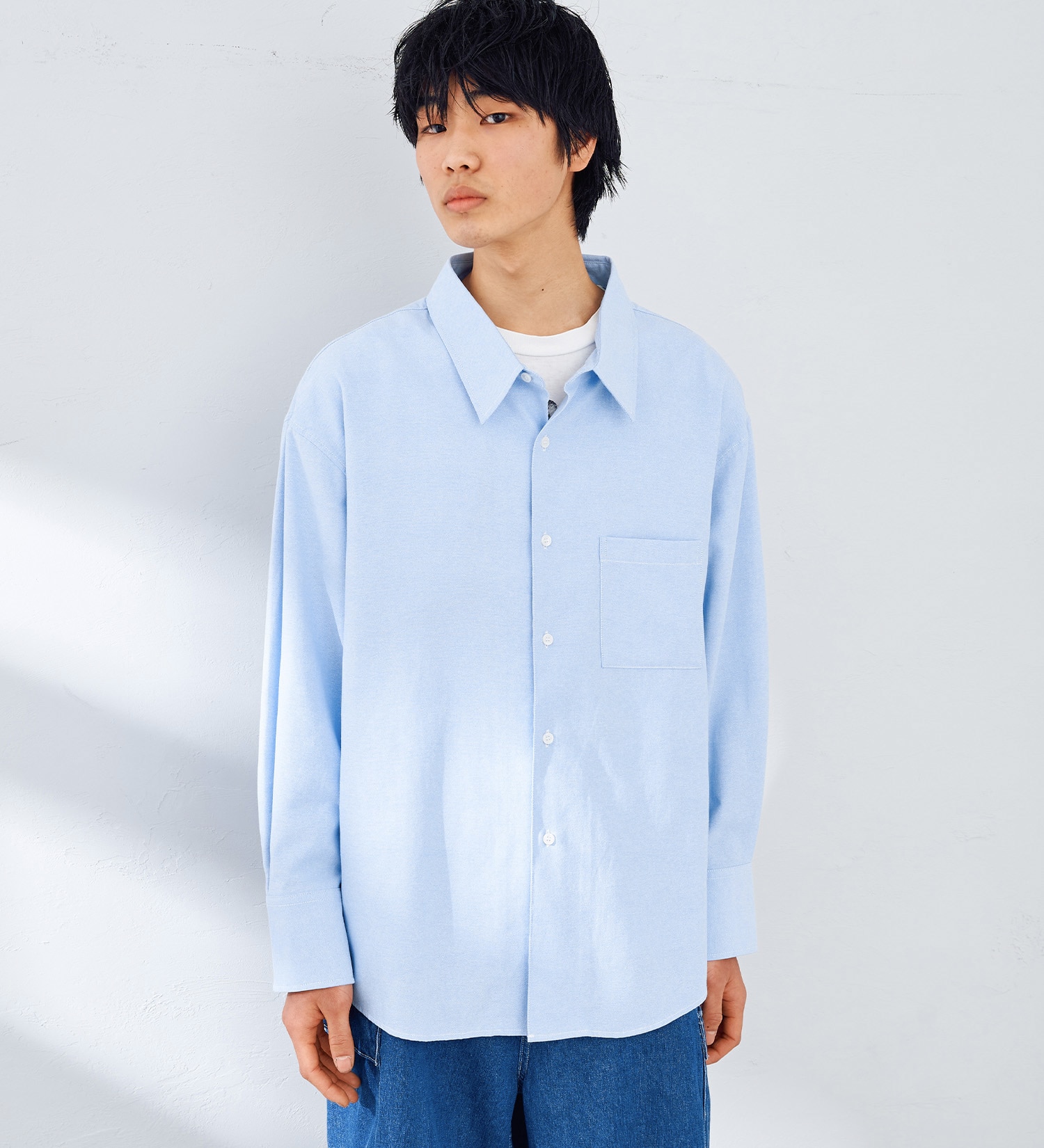 EDWIN(エドウイン)の【WEB限定】EDWIN STEPMARK オーバーサイズ レギュラーカラーシャツ　L/S|トップス/シャツ/ブラウス/メンズ|ブルー