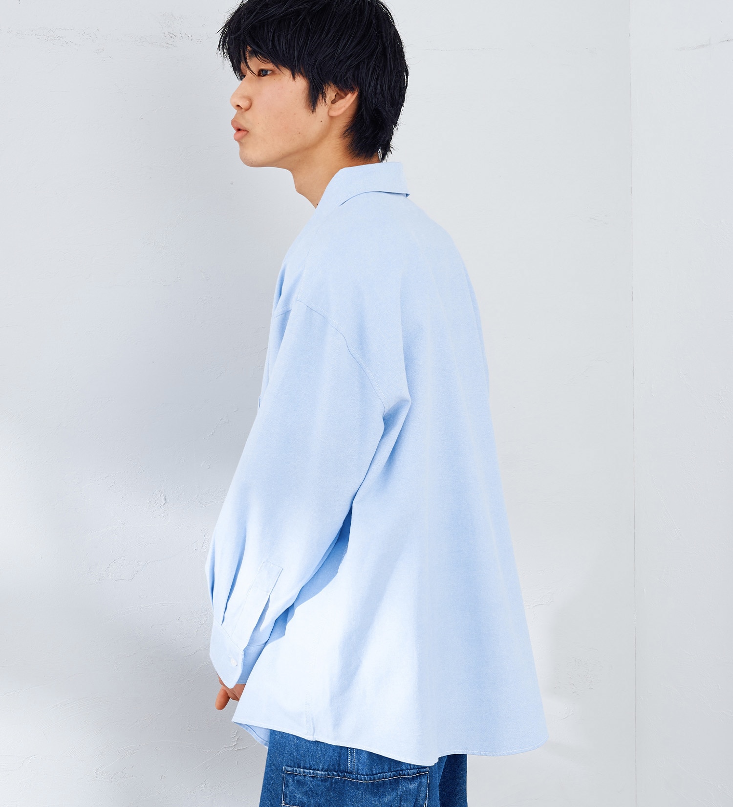 EDWIN(エドウイン)の【WEB限定】EDWIN STEPMARK オーバーサイズ レギュラーカラーシャツ　L/S|トップス/シャツ/ブラウス/メンズ|ブルー