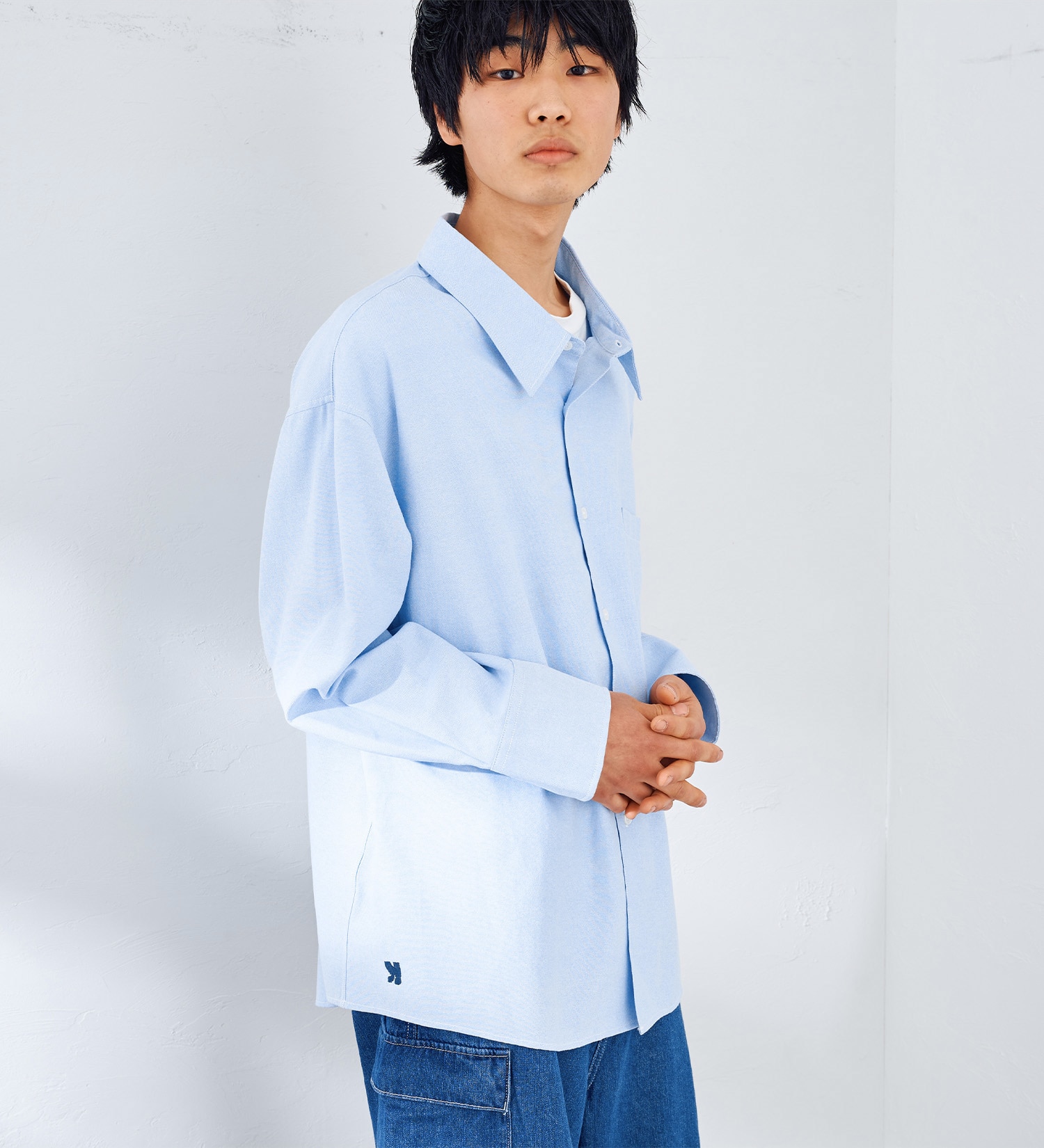 EDWIN(エドウイン)の【WEB限定】EDWIN STEPMARK オーバーサイズ レギュラーカラーシャツ　L/S|トップス/シャツ/ブラウス/メンズ|ブルー