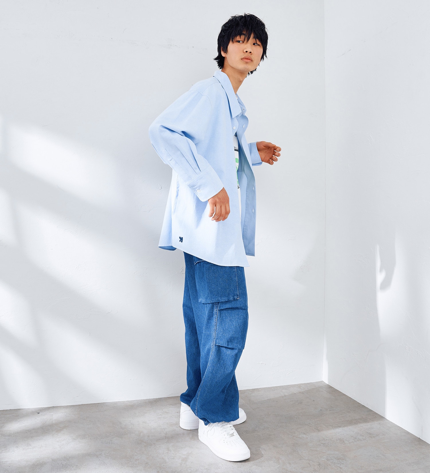 EDWIN(エドウイン)の【WEB限定】EDWIN STEPMARK オーバーサイズ レギュラーカラーシャツ　L/S|トップス/シャツ/ブラウス/メンズ|ブルー