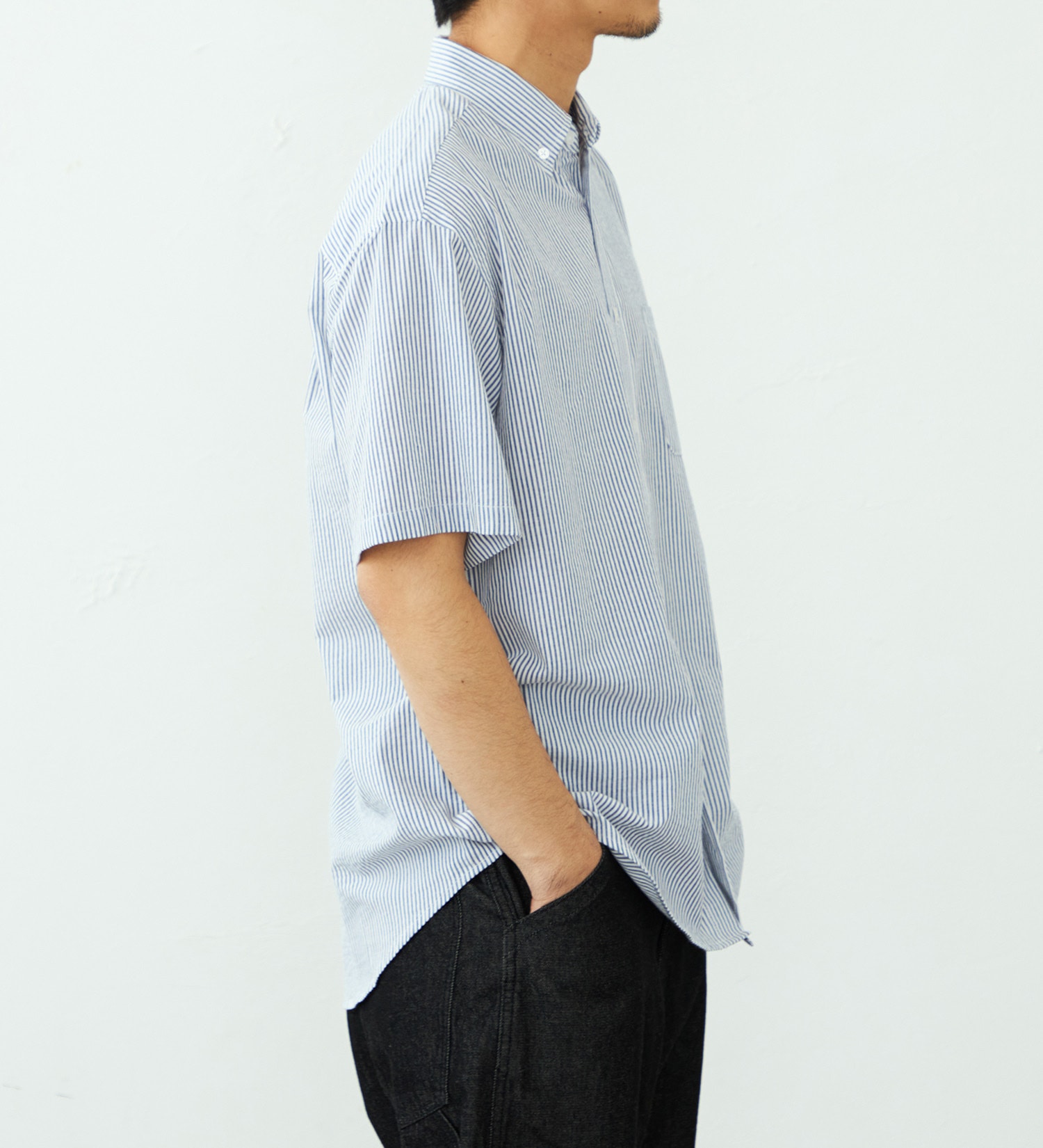 EDWIN(エドウイン)のコットン ボタンダウンシャツ 半袖|トップス/シャツ/ブラウス/メンズ|ネイビー