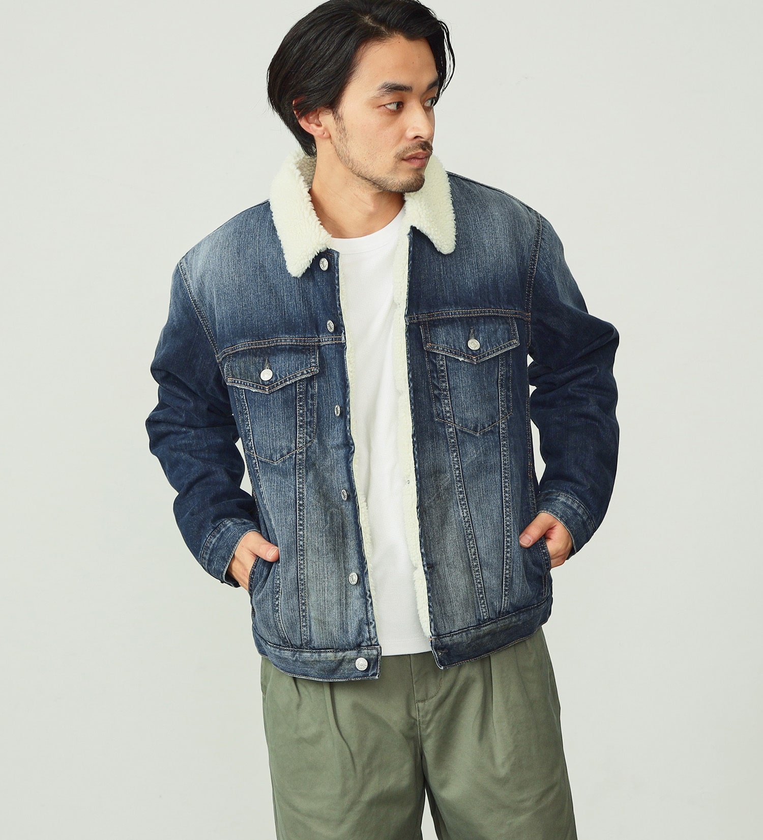 3.1 Phillip Lim】ボア・デニムジャケット - Gジャン/デニムジャケット