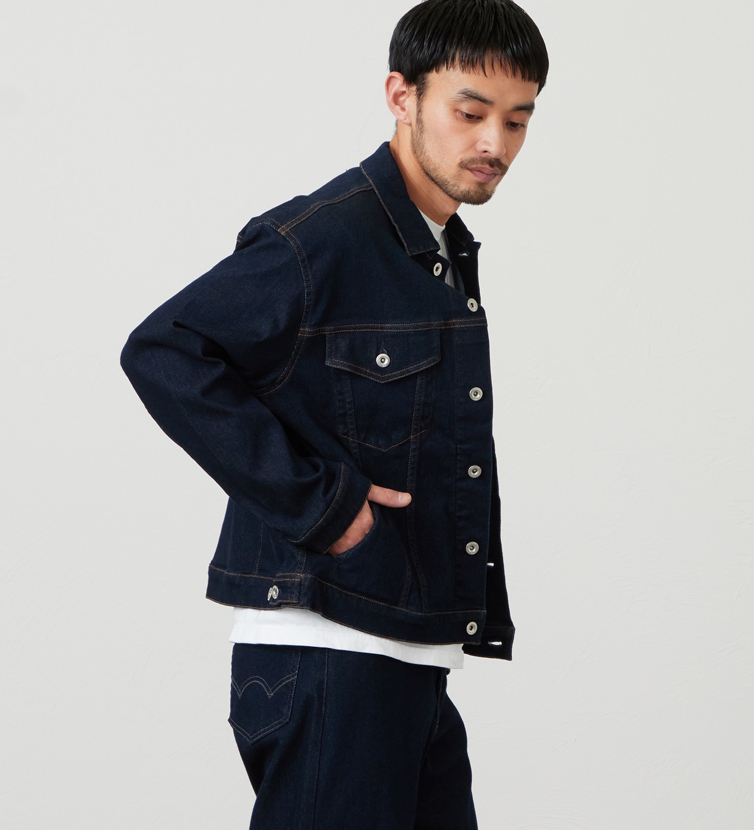 EDWIN(エドウイン)の【試着対象】ジャージーズ デニムジャケット Gジャン ストレッチ セットアップ|ジャケット/アウター/デニムジャケット/メンズ|インディゴブルー