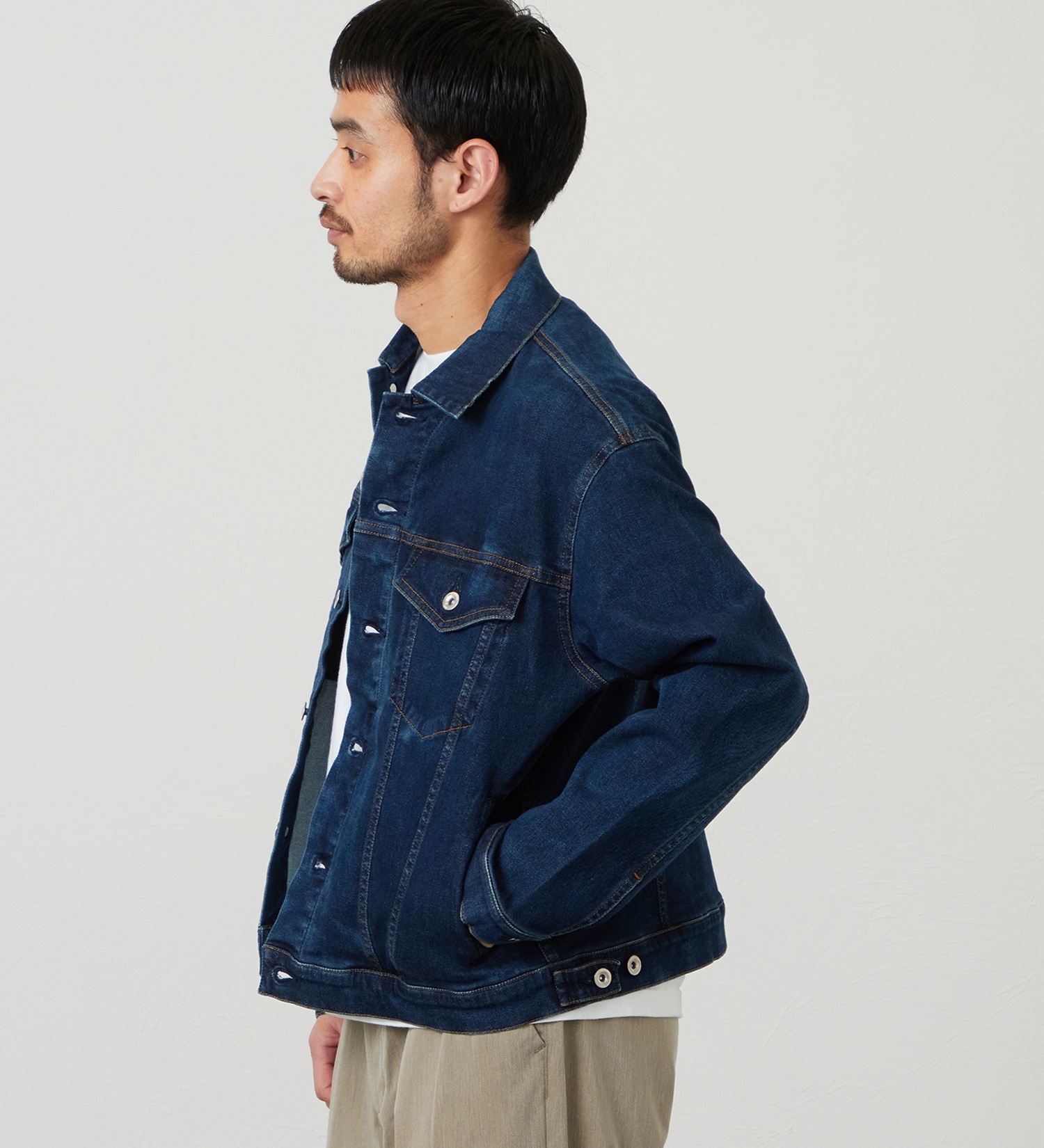 EDWIN(エドウイン)の【試着対象】ジャージーズ デニムジャケット Gジャン ストレッチ セットアップ|ジャケット/アウター/デニムジャケット/メンズ|濃色ブルー