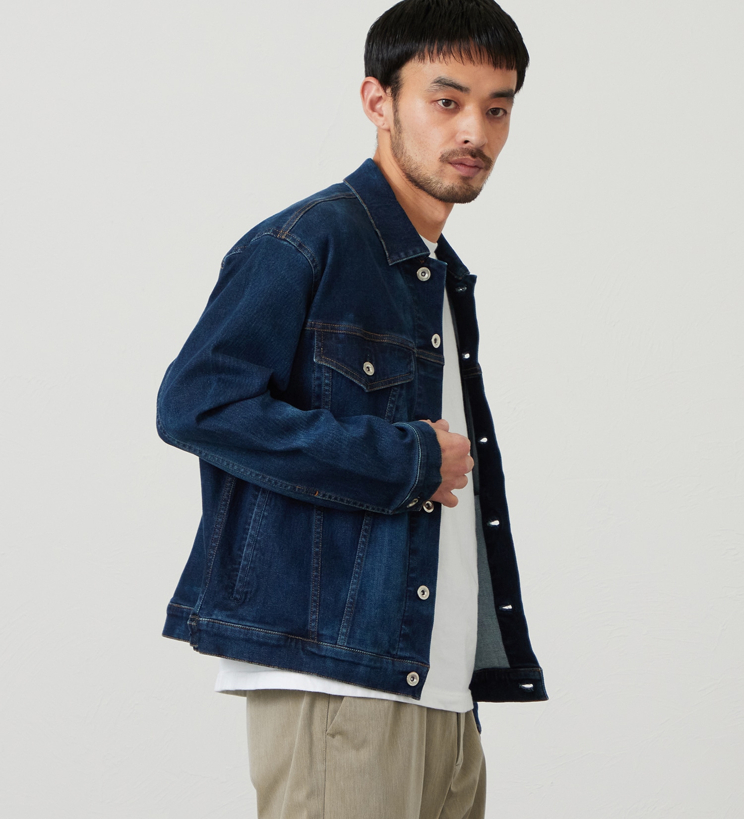 EDWIN(エドウイン)の【試着対象】ジャージーズ デニムジャケット Gジャン ストレッチ セットアップ|ジャケット/アウター/デニムジャケット/メンズ|濃色ブルー