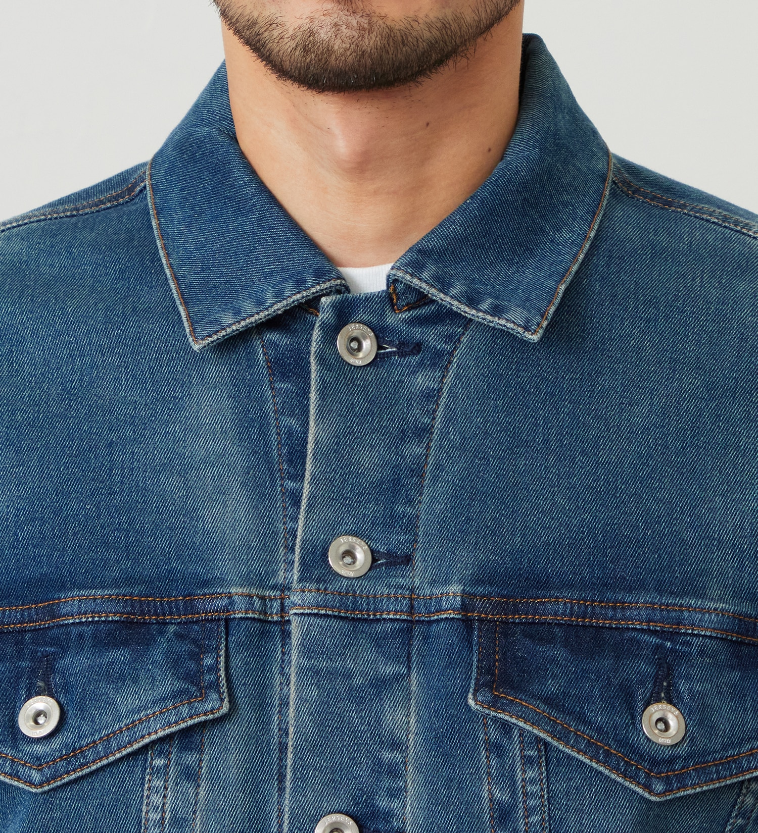 EDWIN(エドウイン)の【試着対象】ジャージーズ デニムジャケット Gジャン ストレッチ セットアップ|ジャケット/アウター/デニムジャケット/メンズ|中色ブルー