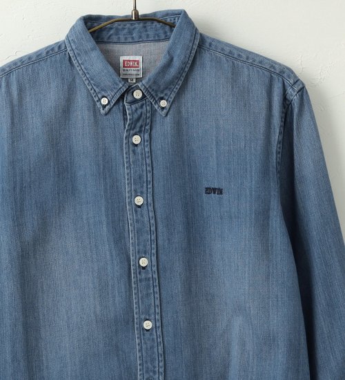 EDWIN(エドウイン)のボタンダウンシャツ 長袖(デニム)|トップス/シャツ/ブラウス/メンズ|淡色ブルー
