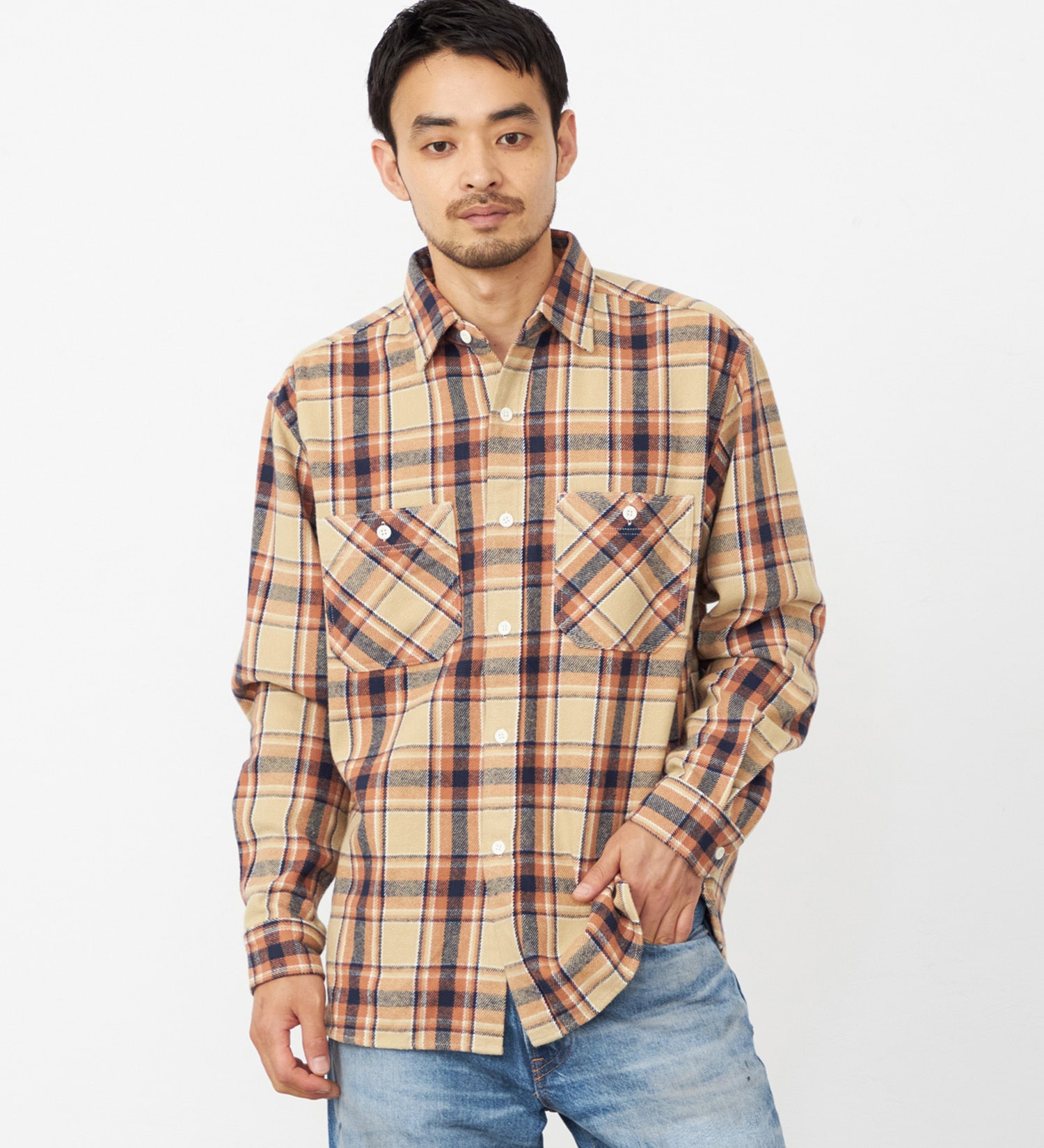 EDWIN(エドウイン)のワークシャツ チェック 長袖|トップス/シャツ/ブラウス/メンズ|ベージュ
