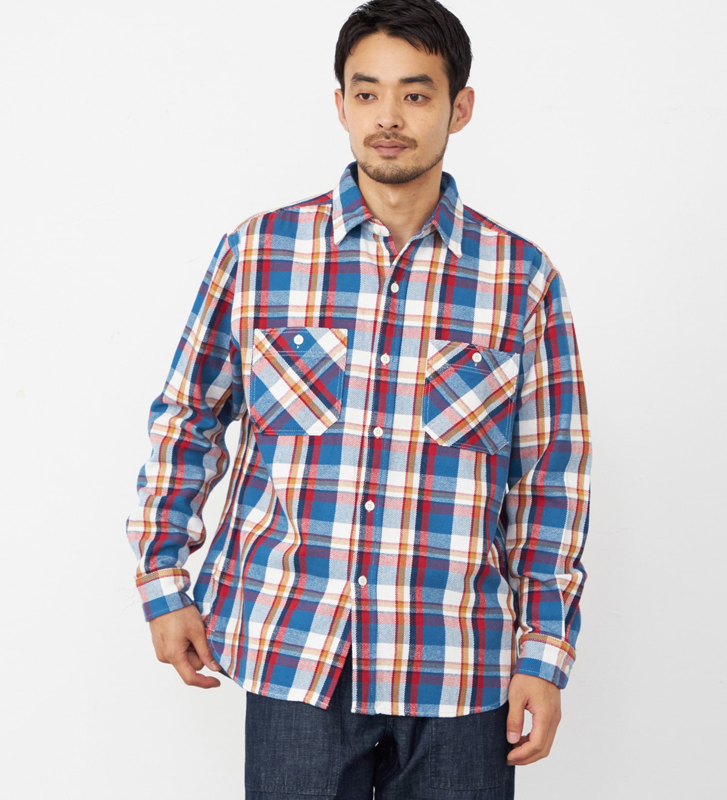 EDWIN(エドウイン)のワークシャツ チェック 長袖|トップス/シャツ/ブラウス/メンズ|ホワイト