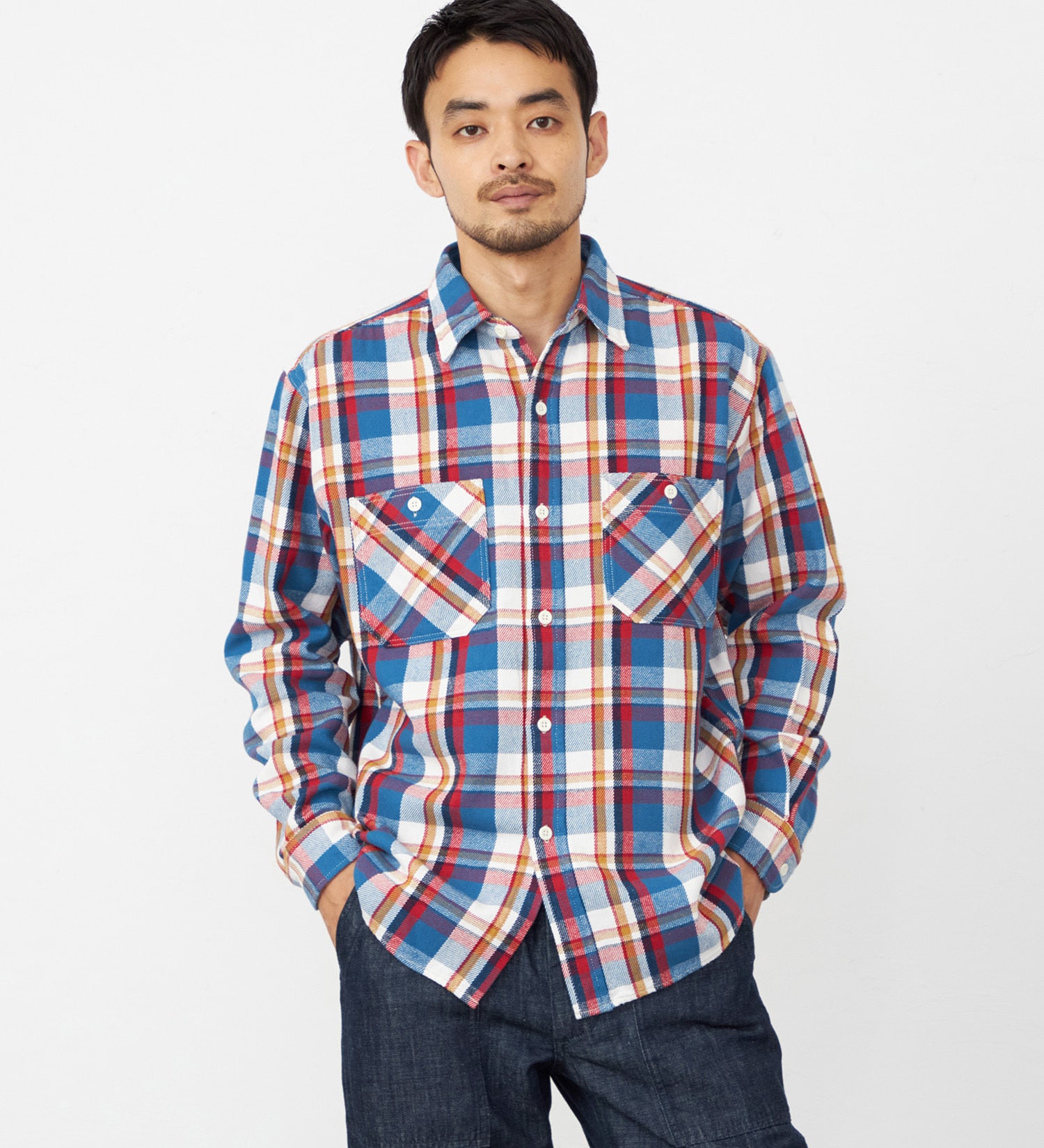 EDWIN(エドウイン)のワークシャツ チェック 長袖|トップス/シャツ/ブラウス/メンズ|ホワイト