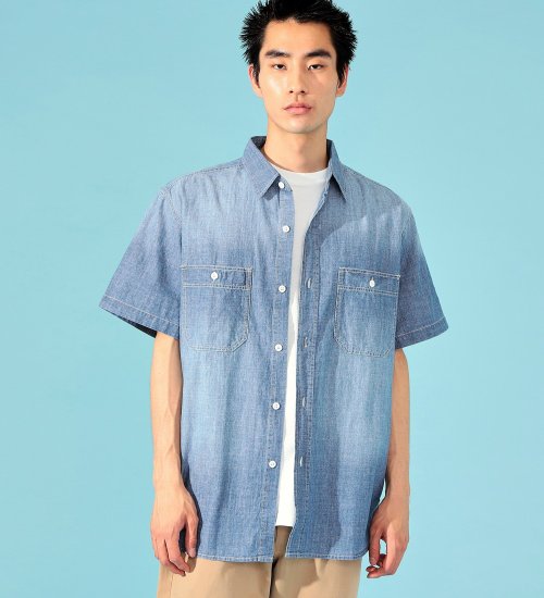 EDWIN(エドウイン)のワークシャツ 半袖|トップス/シャツ/ブラウス/メンズ|濃色ブルー
