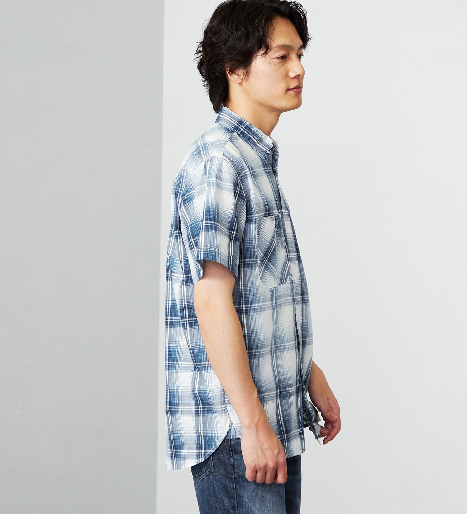 EDWIN(エドウイン)のワークシャツ 半袖|トップス/シャツ/ブラウス/メンズ|ホワイト×ブルー