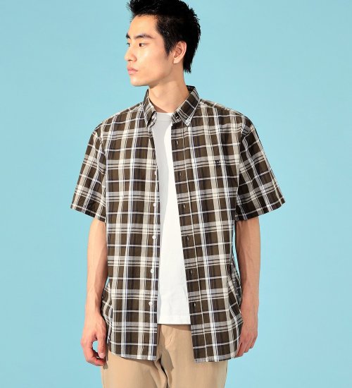 EDWIN(エドウイン)のボタンダウンマドラスチェックシャツ 半袖|トップス/シャツ/ブラウス/メンズ|ブラウン