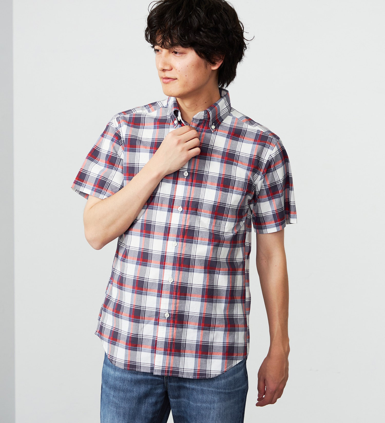 EDWIN(エドウイン)の半袖 ボタンダウンシャツ|トップス/シャツ/ブラウス/メンズ|レッド
