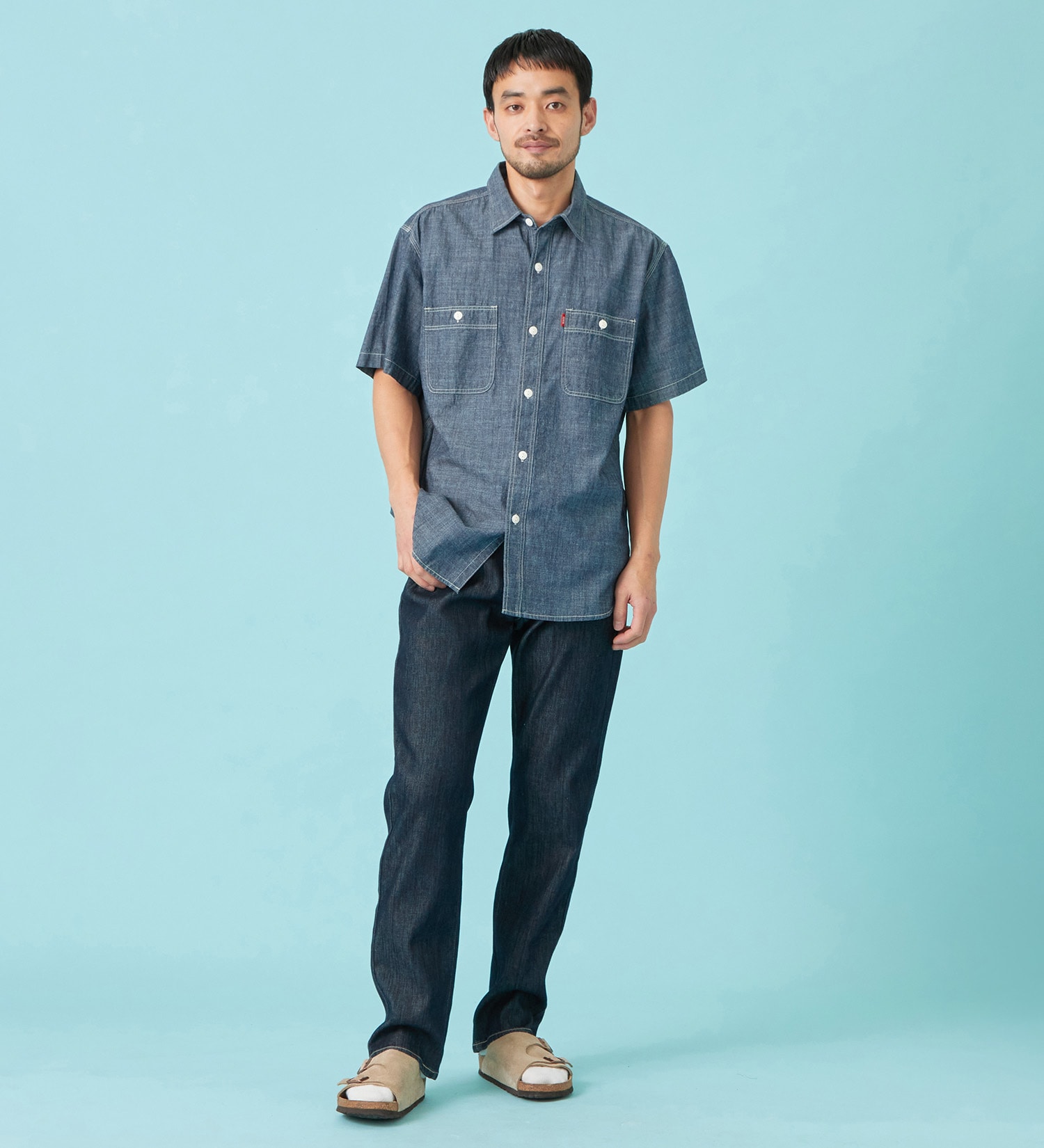 EDWIN(エドウイン)のワークシャツ デニム 半袖|トップス/シャツ/ブラウス/メンズ|インディゴブルー