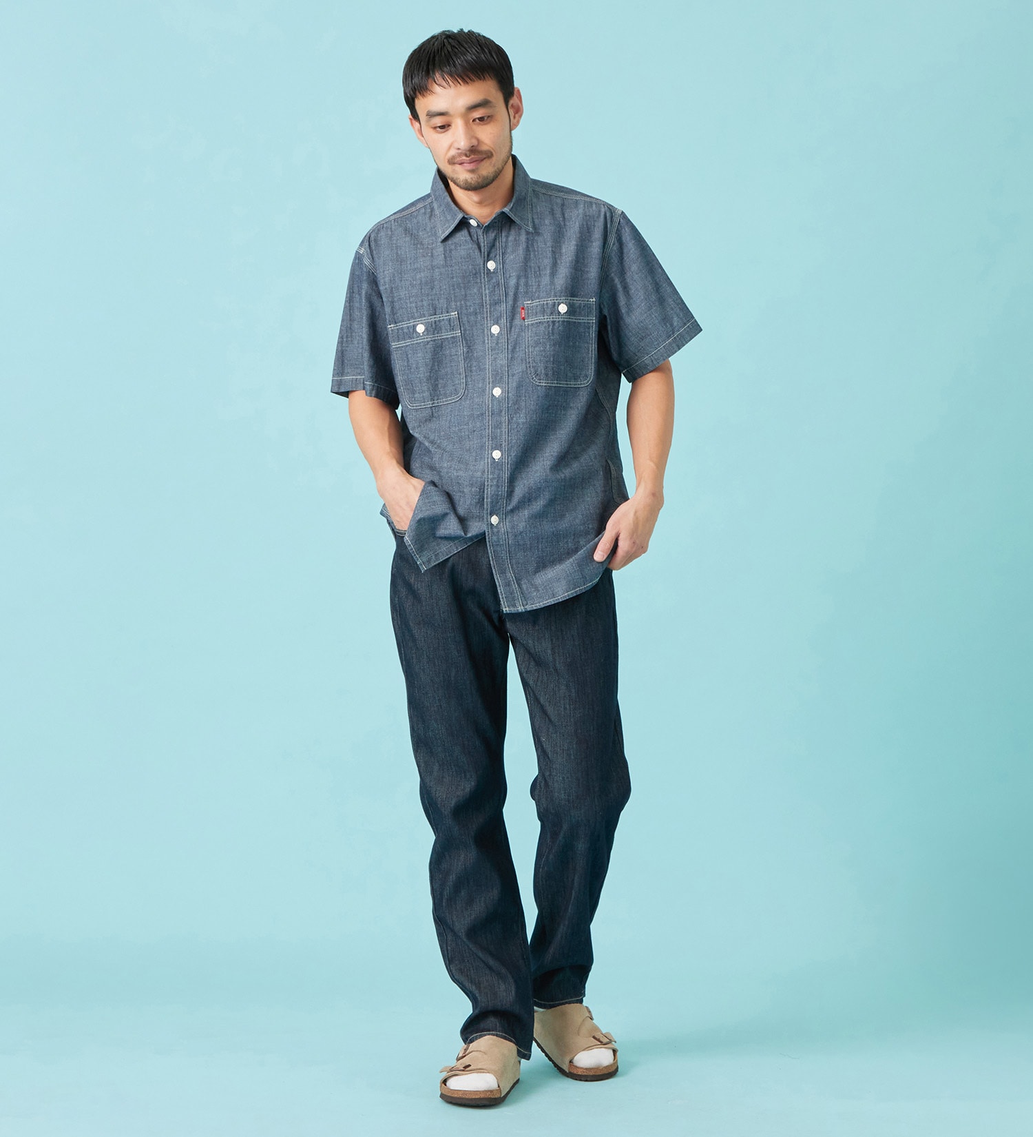 EDWIN(エドウイン)のワークシャツ デニム 半袖|トップス/シャツ/ブラウス/メンズ|インディゴブルー