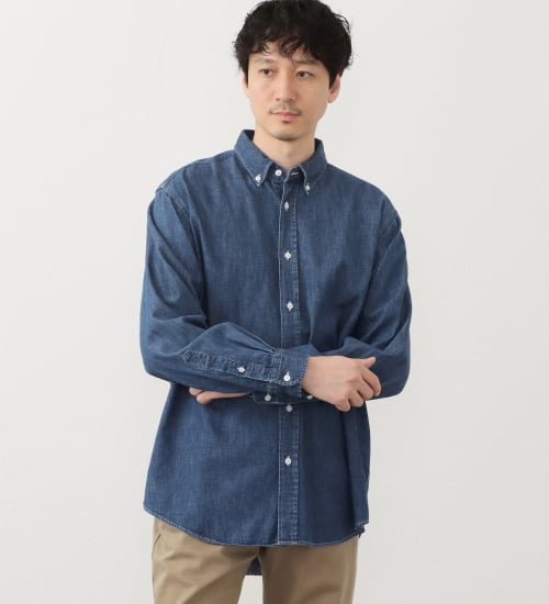 EDWIN(エドウイン)のボタンダウンシャツ|トップス/シャツ/ブラウス/メンズ|中色ブルー