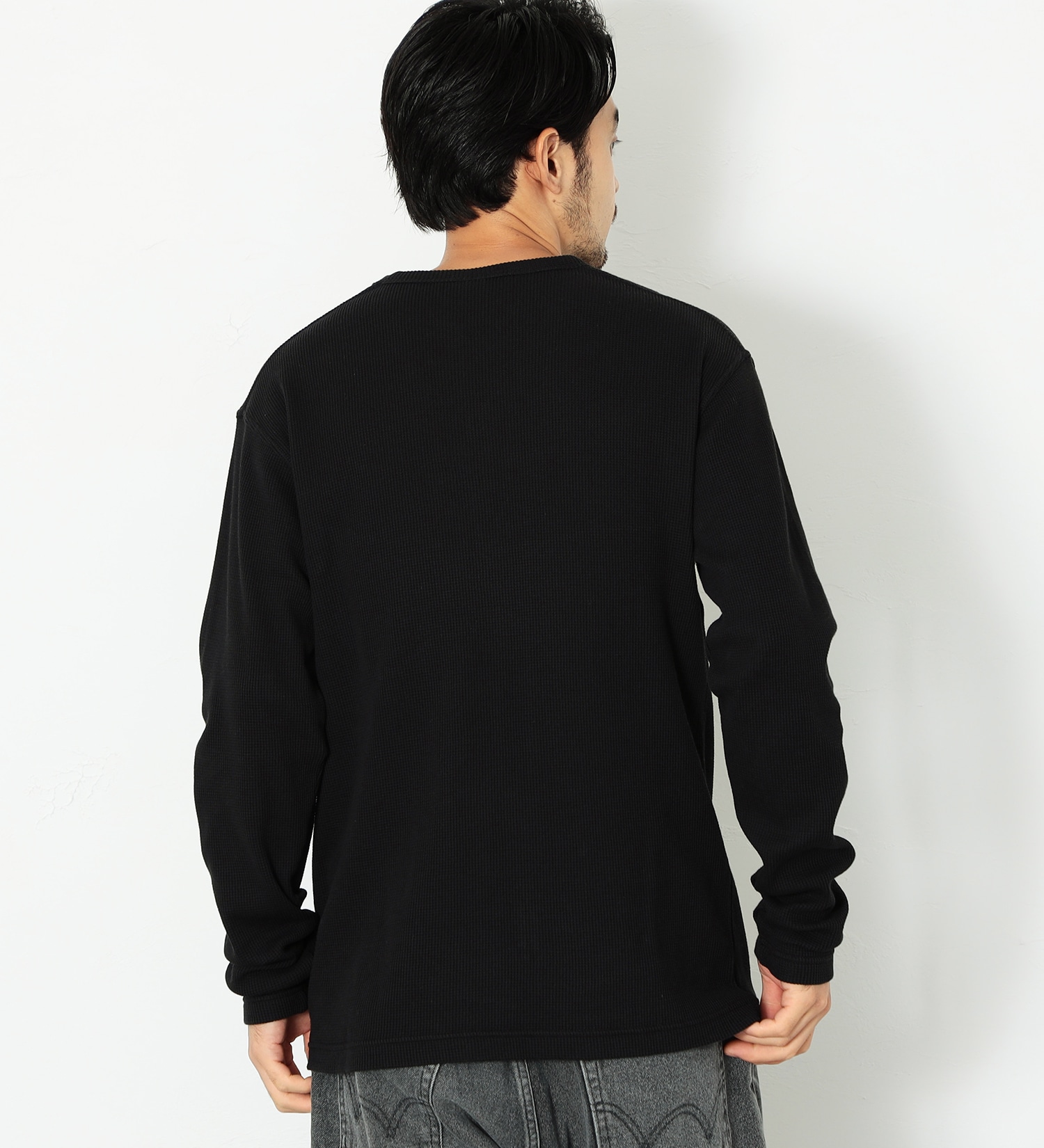 EDWIN(エドウイン)の【SALE】Vネック ワッフル Tシャツ 長袖|トップス/Tシャツ/カットソー/メンズ|ブラック