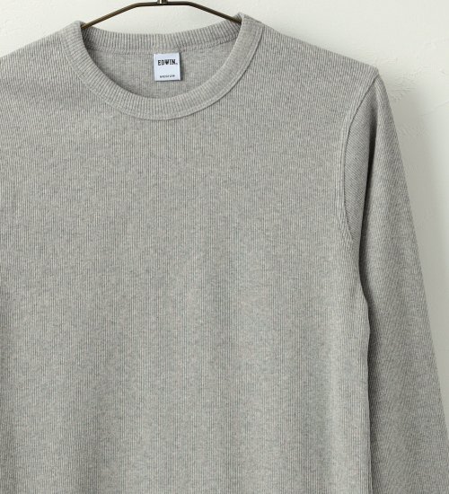 EDWIN(エドウイン)の【SALE】クルーネック リブ Tシャツ 長袖|トップス/Tシャツ/カットソー/メンズ|グレー