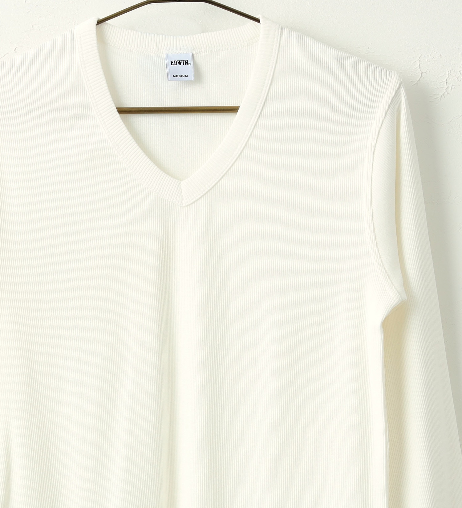 EDWIN(エドウイン)の【SALE】Vネック リブ Tシャツ 長袖|トップス/Tシャツ/カットソー/メンズ|ホワイト