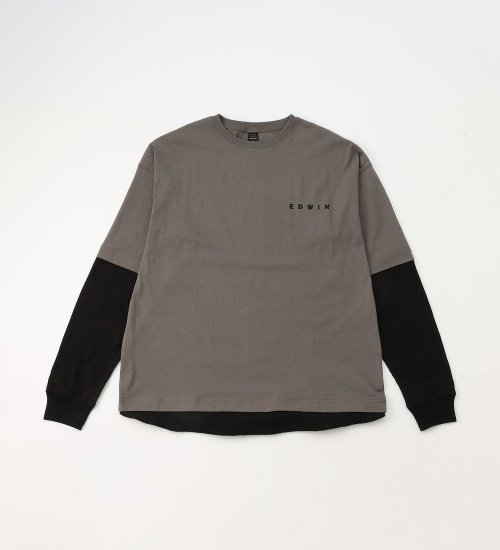 EDWIN(エドウイン)のA KIND OF BLACK ワッフル×Tシャツ フェイクレイヤードTシャツ 長袖|トップス/Tシャツ/カットソー/メンズ|グレー