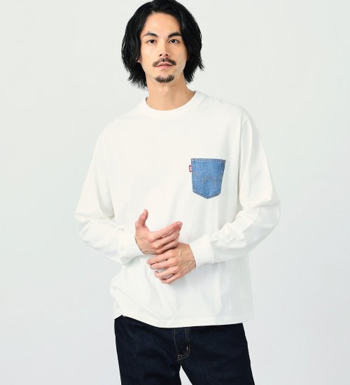 EDWIN(エドウイン)のデニムポケットTシャツ 長袖|トップス/Tシャツ/カットソー/メンズ|ホワイト
