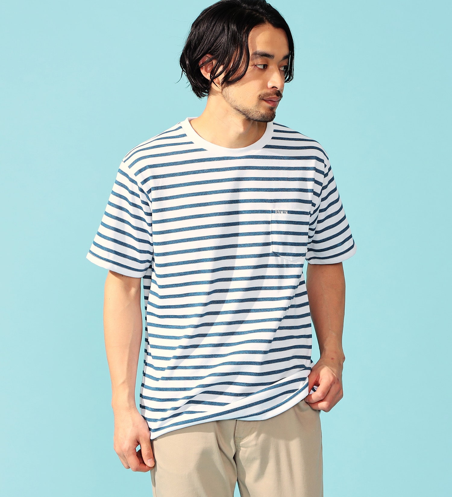 EDWIN(エドウイン)のCOOL FLEX Tシャツ 半袖|トップス/Tシャツ/カットソー/メンズ|ホワイトxネイビー