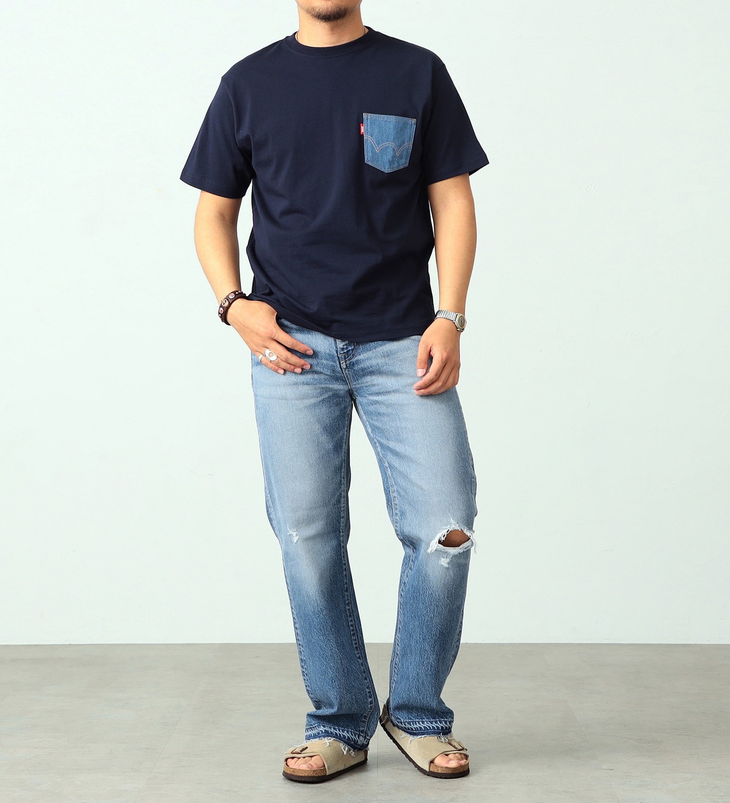 EDWIN(エドウイン)のデニムポケット半袖Tシャツ|トップス/Tシャツ/カットソー/メンズ|ネイビー
