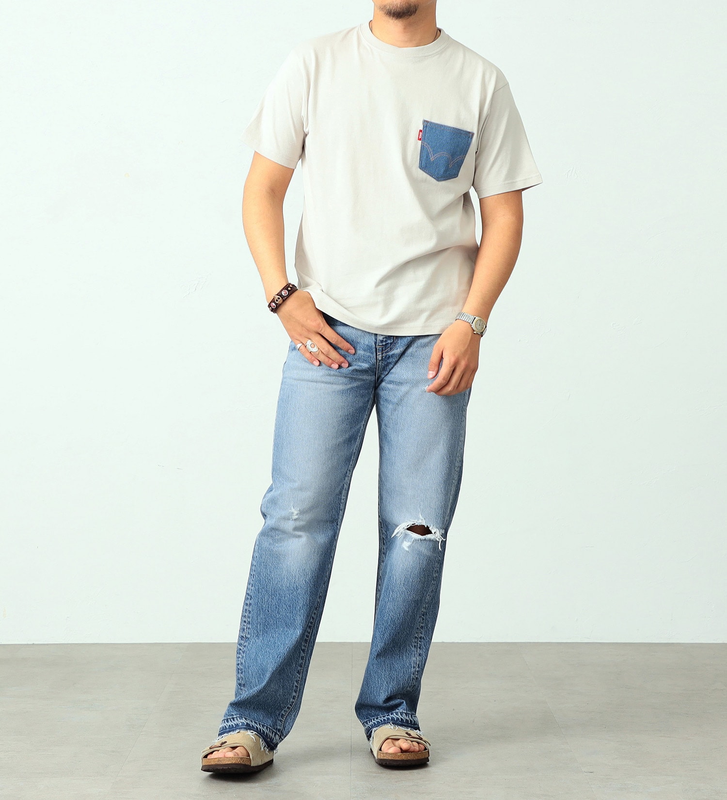 EDWIN(エドウイン)のデニムポケット半袖Tシャツ|トップス/Tシャツ/カットソー/メンズ|ベージュ