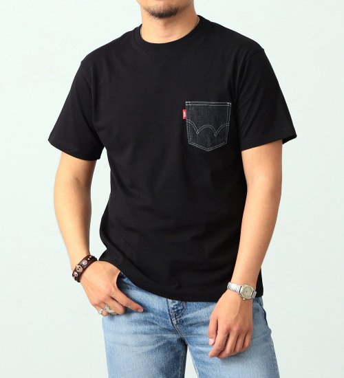 EDWIN(エドウイン)のデニムポケット半袖Tシャツ|トップス/Tシャツ/カットソー/メンズ|ブラック系その他