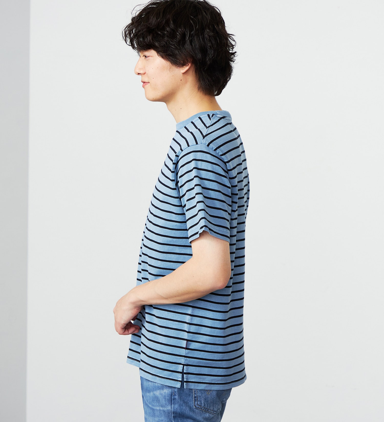 EDWIN(エドウイン)のピグメント加工ボーダーTシャツ|トップス/Tシャツ/カットソー/メンズ|ブルー