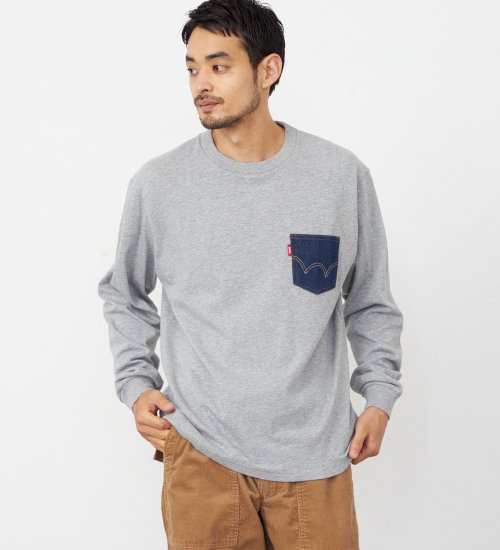 EDWIN(エドウイン)のデニムポケット Tシャツ 長袖|トップス/Tシャツ/カットソー/メンズ|グレー