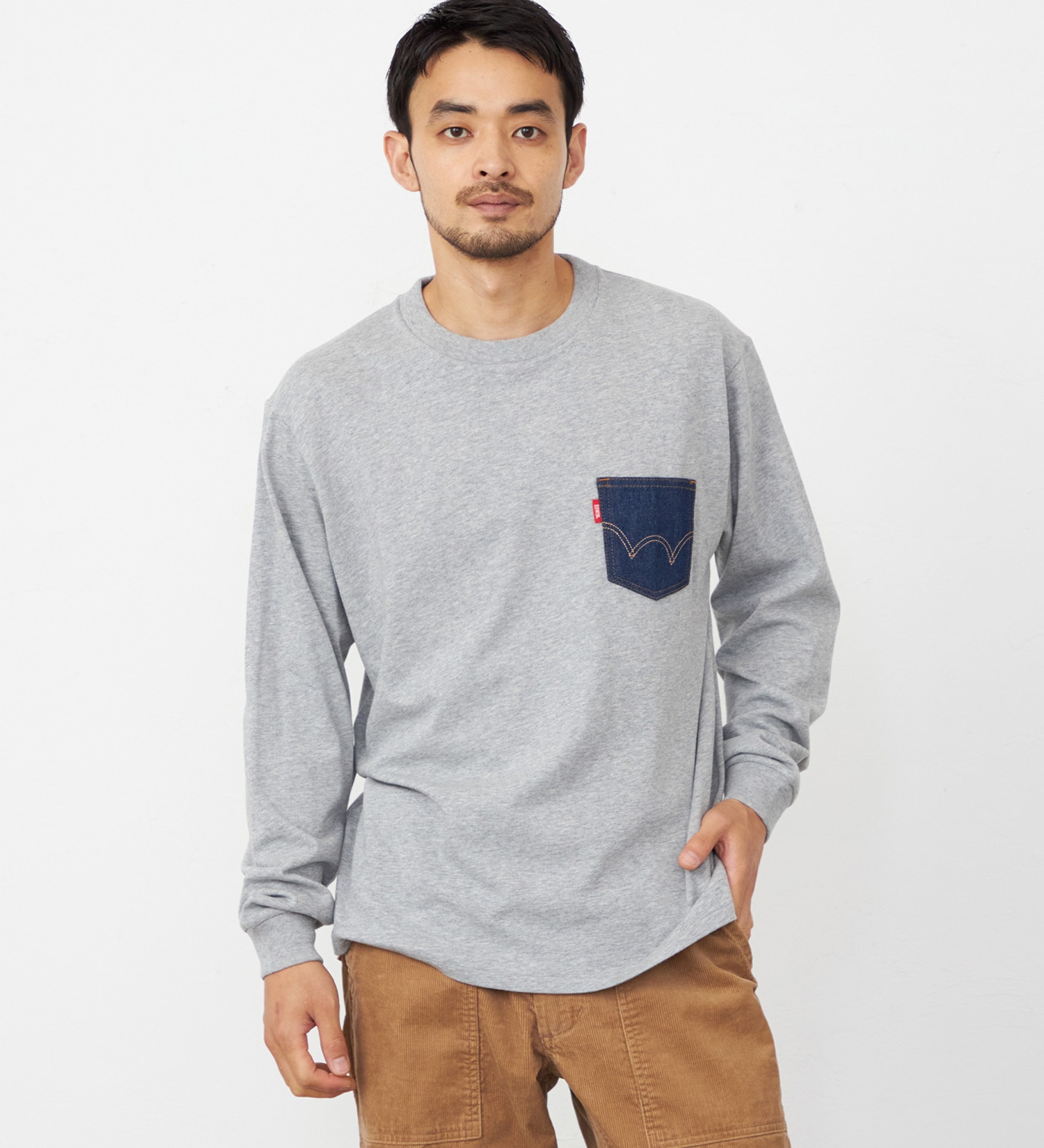 EDWIN(エドウイン)のデニムポケット Tシャツ 長袖|トップス/Tシャツ/カットソー/メンズ|グレー